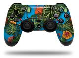 WraptorSkinz Skin compatible with Sony PS4 Dualshock Controller PlayStation 4 Original Slim and Pro Famingos and Flowers Blue Medium (CONTROLLER NOT INCLUDED)
