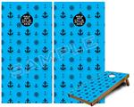 Cornhole Game Board Vinyl Skin Wrap Kit - Nautical Anchors Away 02 Blue Medium fits 24x48 game boards (GAMEBOARDS NOT INCLUDED)