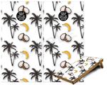 Cornhole Game Board Vinyl Skin Wrap Kit - Coconuts Palm Trees and Bananas White fits 24x48 game boards (GAMEBOARDS NOT INCLUDED)