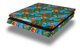 Vinyl Decal Skin Wrap compatible with Sony PlayStation 4 Slim Console Famingos and Flowers Blue Medium (PS4 NOT INCLUDED)