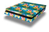 Vinyl Decal Skin Wrap compatible with Sony PlayStation 4 Slim Console Beach Flowers 02 Blue Medium (PS4 NOT INCLUDED)
