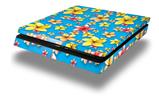 Vinyl Decal Skin Wrap compatible with Sony PlayStation 4 Slim Console Beach Flowers Blue Medium (PS4 NOT INCLUDED)