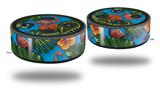 Skin Wrap Decal Set 2 Pack for Amazon Echo Dot 2 - Famingos and Flowers Blue Medium (2nd Generation ONLY - Echo NOT INCLUDED)
