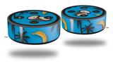 Skin Wrap Decal Set 2 Pack for Amazon Echo Dot 2 - Coconuts Palm Trees and Bananas Blue Medium (2nd Generation ONLY - Echo NOT INCLUDED)