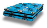 Vinyl Decal Skin Wrap compatible with Sony PlayStation 4 Pro Console Coconuts Palm Trees and Bananas Blue Medium (PS4 NOT INCLUDED)