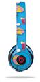 WraptorSkinz Skin Decal Wrap compatible with Beats Solo 2 and Solo 3 Wireless Headphones Beach Party Umbrellas Blue Medium (HEADPHONES NOT INCLUDED)