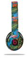 WraptorSkinz Skin Decal Wrap compatible with Beats Solo 2 and Solo 3 Wireless Headphones Famingos and Flowers Blue Medium (HEADPHONES NOT INCLUDED)