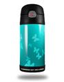 Skin Decal Wrap for Thermos Funtainer 12oz Bottle Bokeh Butterflies Neon Teal (BOTTLE NOT INCLUDED) by WraptorSkinz