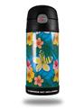 Skin Decal Wrap for Thermos Funtainer 12oz Bottle Beach Flowers 02 Blue Medium (BOTTLE NOT INCLUDED) by WraptorSkinz