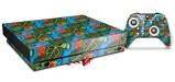 Skin Wrap for XBOX One X Console and Controller Famingos and Flowers Blue Medium