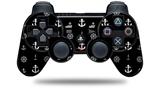 Sony PS3 Controller Decal Style Skin - Nautical Anchors Away 02 Black (CONTROLLER NOT INCLUDED)