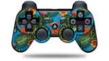Sony PS3 Controller Decal Style Skin - Famingos and Flowers Blue Medium (CONTROLLER NOT INCLUDED)