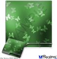 Decal Skin compatible with Sony PS3 Slim Bokeh Butterflies Green