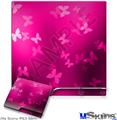 Decal Skin compatible with Sony PS3 Slim Bokeh Butterflies Hot Pink