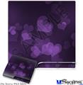 Decal Skin compatible with Sony PS3 Slim Bokeh Hearts Purple