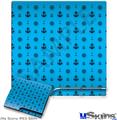 Decal Skin compatible with Sony PS3 Slim Nautical Anchors Away 02 Blue Medium