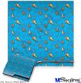 Decal Skin compatible with Sony PS3 Slim Sea Shells 02 Blue Medium