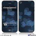 iPhone 4 Decal Style Vinyl Skin - Bokeh Hearts Blue (DOES NOT fit newer iPhone 4S)