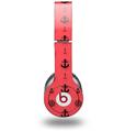 WraptorSkinz Skin Decal Wrap compatible with Beats Solo HD (Original) Nautical Anchors Away 02 Coral (HEADPHONES NOT INCLUDED)