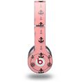 WraptorSkinz Skin Decal Wrap compatible with Beats Solo HD (Original) Nautical Anchors Away 02 Pink (HEADPHONES NOT INCLUDED)