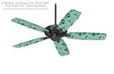 Coconuts Palm Trees and Bananas Seafoam Green - Ceiling Fan Skin Kit fits most 52 inch fans (FAN and BLADES SOLD SEPARATELY)