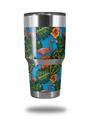 WraptorSkinz Skin Wrap compatible with RTIC 30oz ORIGINAL 2017 AND OLDER Tumblers Famingos and Flowers Blue Medium (TUMBLER NOT INCLUDED)