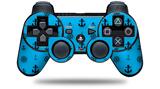 Sony PS3 Controller Decal Style Skin - Nautical Anchors Away 02 Blue Medium (CONTROLLER NOT INCLUDED)