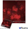 Decal Skin compatible with Sony PS3 Slim Bokeh Hearts Red