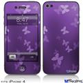 iPhone 4 Decal Style Vinyl Skin - Bokeh Butterflies Purple (DOES NOT fit newer iPhone 4S)