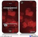 iPhone 4 Decal Style Vinyl Skin - Bokeh Hearts Red (DOES NOT fit newer iPhone 4S)