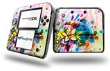 Floral Splash - Decal Style Vinyl Skin fits Nintendo 2DS - 2DS NOT INCLUDED