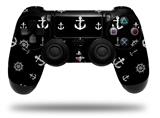 WraptorSkinz Skin compatible with Sony PS4 Dualshock Controller PlayStation 4 Original Slim and Pro Nautical Anchors Away 02 Black (CONTROLLER NOT INCLUDED)