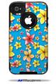 Beach Flowers Blue Medium - Decal Style Vinyl Skin fits Otterbox Commuter iPhone4/4s Case (CASE SOLD SEPARATELY)
