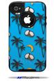 Coconuts Palm Trees and Bananas Blue Medium - Decal Style Vinyl Skin fits Otterbox Commuter iPhone4/4s Case (CASE SOLD SEPARATELY)