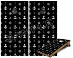 Cornhole Game Board Vinyl Skin Wrap Kit - Nautical Anchors Away 02 Black fits 24x48 game boards (GAMEBOARDS NOT INCLUDED)
