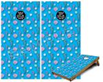 Cornhole Game Board Vinyl Skin Wrap Kit - Seahorses and Shells Blue Medium fits 24x48 game boards (GAMEBOARDS NOT INCLUDED)