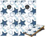Cornhole Game Board Vinyl Skin Wrap Kit - Starfish and Sea Shells White fits 24x48 game boards (GAMEBOARDS NOT INCLUDED)