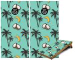 Cornhole Game Board Vinyl Skin Wrap Kit - Coconuts Palm Trees and Bananas Seafoam Green fits 24x48 game boards (GAMEBOARDS NOT INCLUDED)