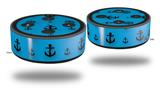 Skin Wrap Decal Set 2 Pack for Amazon Echo Dot 2 - Nautical Anchors Away 02 Blue Medium (2nd Generation ONLY - Echo NOT INCLUDED)