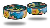 Skin Wrap Decal Set 2 Pack for Amazon Echo Dot 2 - Beach Flowers 02 Blue Medium (2nd Generation ONLY - Echo NOT INCLUDED)