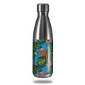 Skin Decal Wrap for RTIC Water Bottle 17oz Famingos and Flowers Blue Medium (BOTTLE NOT INCLUDED)