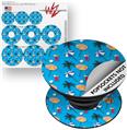 Decal Style Vinyl Skin Wrap 3 Pack for PopSockets Beach Party Umbrellas Blue Medium (POPSOCKET NOT INCLUDED)