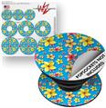 Decal Style Vinyl Skin Wrap 3 Pack for PopSockets Beach Flowers Blue Medium (POPSOCKET NOT INCLUDED)