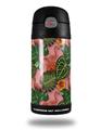 Skin Decal Wrap for Thermos Funtainer 12oz Bottle Famingos and Flowers Pink (BOTTLE NOT INCLUDED) by WraptorSkinz
