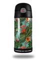 Skin Decal Wrap for Thermos Funtainer 12oz Bottle Famingos and Flowers Seafoam Green (BOTTLE NOT INCLUDED) by WraptorSkinz