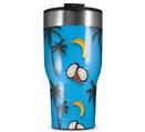 WraptorSkinz Skin Wrap compatible with 2017 and newer RTIC Tumblers 30oz Coconuts Palm Trees and Bananas Blue Medium (TUMBLER NOT INCLUDED)