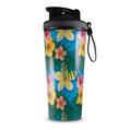 Skin Wrap Decal for IceShaker 2nd Gen 26oz Beach Flowers 02 Blue Medium (SHAKER NOT INCLUDED)