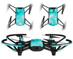 Skin Decal Wrap 2 Pack for DJI Ryze Tello Drone Bokeh Hex Neon Teal DRONE NOT INCLUDED