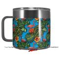 Skin Decal Wrap for Yeti Coffee Mug 14oz Famingos and Flowers Blue Medium - 14 oz CUP NOT INCLUDED by WraptorSkinz