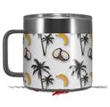 Skin Decal Wrap for Yeti Coffee Mug 14oz Coconuts Palm Trees and Bananas White - 14 oz CUP NOT INCLUDED by WraptorSkinz
